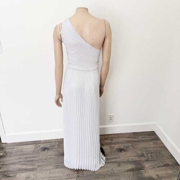 [Express] Oyster Mushroom Twist Front Pleated One-Shoulder Maxi Dress NWT Sz XL - Picture 4 of 12